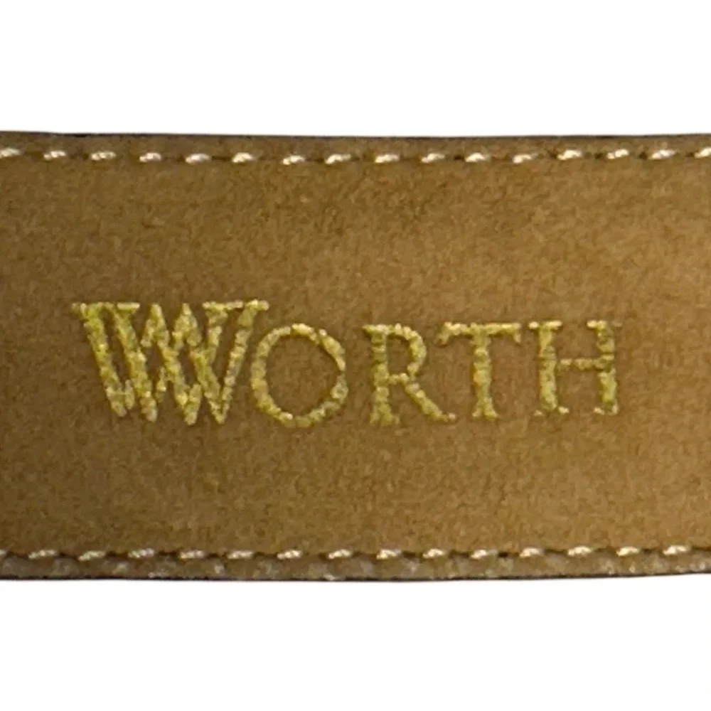 Worth New York Gold‎ Dog Buckle Black Croc Embossed Leather Belt  Size P 29
